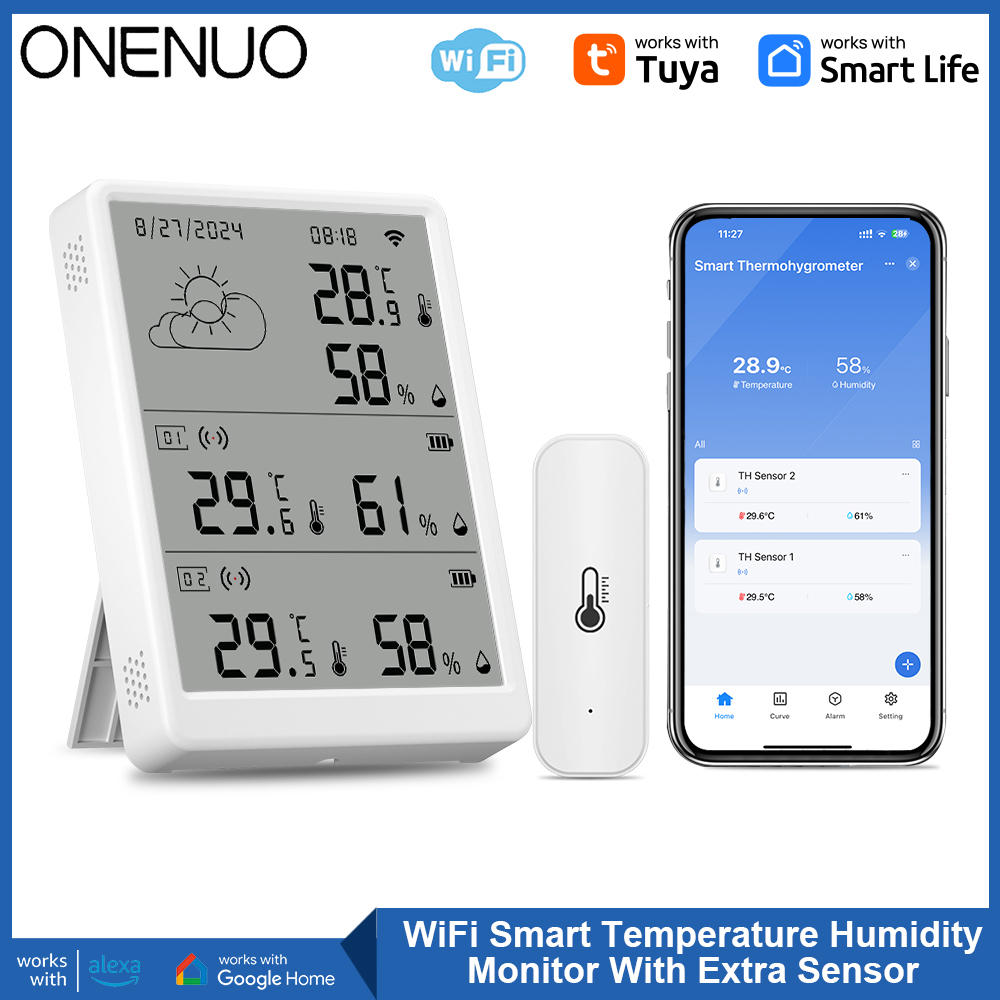 Weather Station Indoor - Tuya WiFi-weerstation Temperatuursensor Slimme thermohygrometerkit Wi-Fi-gateway