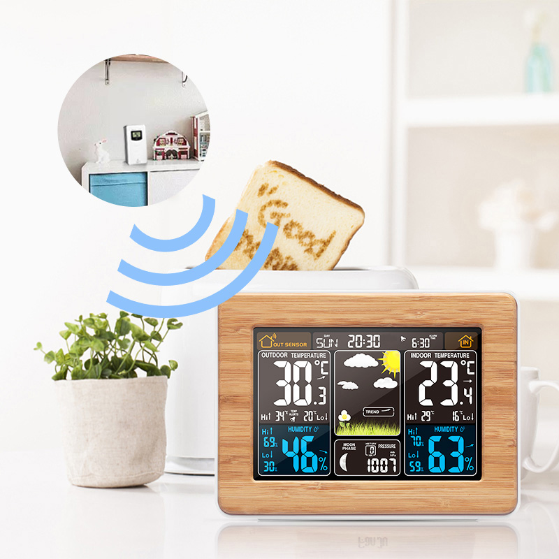 Weather Station Indoor - Fanju Wekker Digitale Temperatuur Vochtigheid Draadloze
