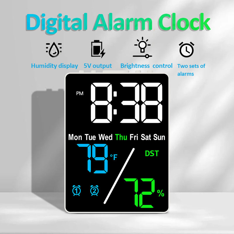 Weather Station Indoor - Multifunctionele digitale wekker met groot scherm
